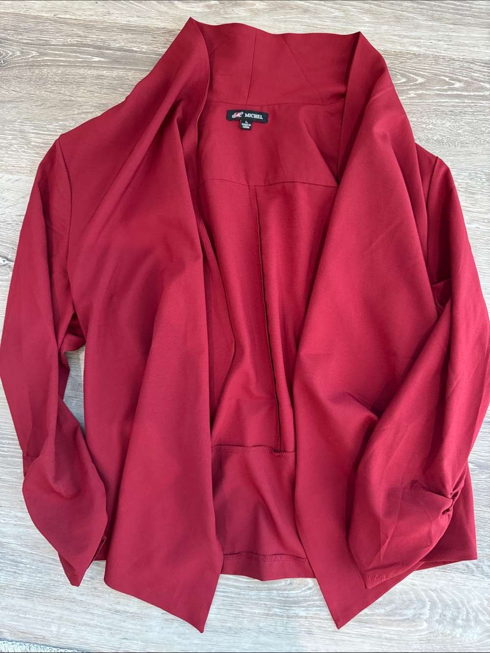 Michele Women's Open-Front Cardigan in Rich Red
